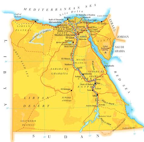 Physical Map Of Egypt - Yoshi Katheryn