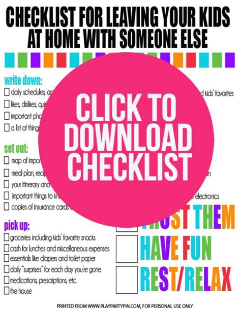 Free Printable Mom's On Vacation Checklist - Play.Party.Plan