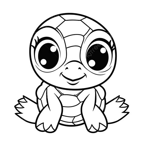 Turtle Coloring Pages With Big Eyes Outline Sketch Drawing Vector ...