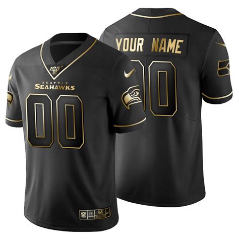 Seattle Seahawks Custom Men's Nike Black Golden Limited NFL 100 Jersey ...