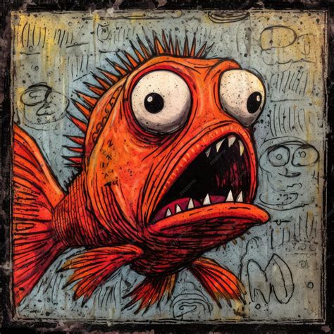 Premium AI Image | crazy fish angry furious mad portrait expressive illustration artwork oil ...