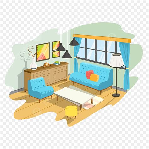 Cozy Living Room Vector Hd Images, Illustration Of A Cartoon Interior ...