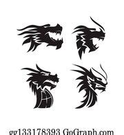 10 Dragon Head Mascot Design Template Set Clip Art | Royalty Free - GoGraph