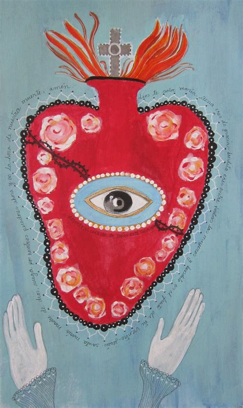 Folk Art Mixed Media painting of The Sacred Heart | Constanza | Flickr