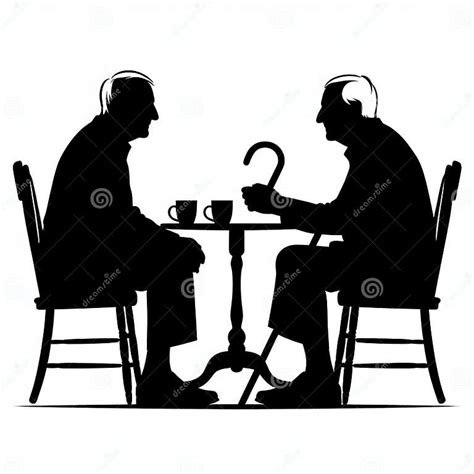 Two Elderly People Sitting on a Chair and Gossiping Together Clipart Silhouette in Black Colour ...