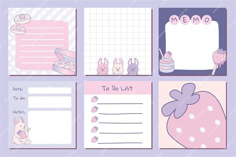Premium Vector | Cute pastel memo pad note taking layout