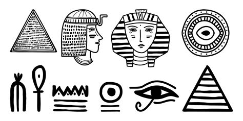 Tribal art Egyptian ethnic icon. Egypt sketch cartoon hand drawn black ...