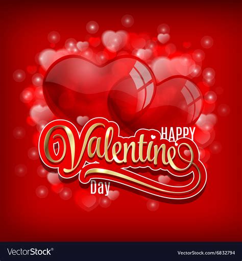 Valentines day greeting with red heart balloons Vector Image