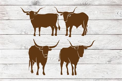 Longhorn Cattle Silhouette Svg Vector Graphic by Jennadesignsstore ...