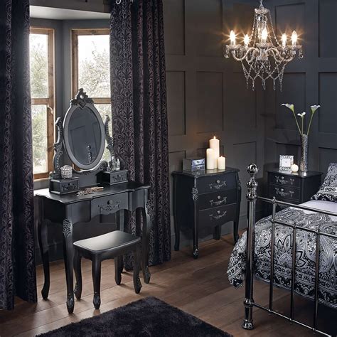 Toulouse Black Bedroom Collection | Dunelm | Gothic decor bedroom, Black bedroom furniture ...