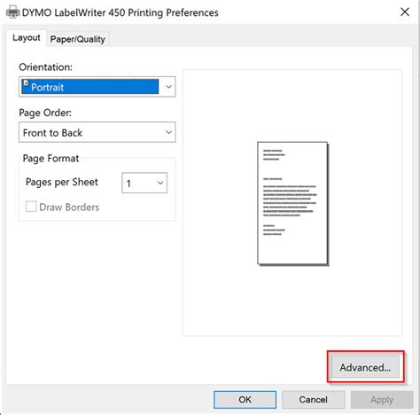 Dymo Printer Configuration