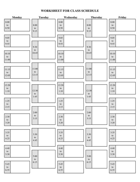 Blank School Schedule Printable | Templates at allbusinesstemplates.com