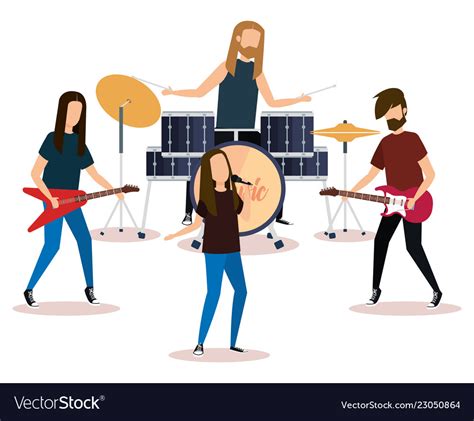 Rock band playing instruments Royalty Free Vector Image