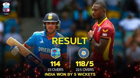 Ind vs Wi 1st ODI, Highlights and Scorecard: India Win By 5 Wickets