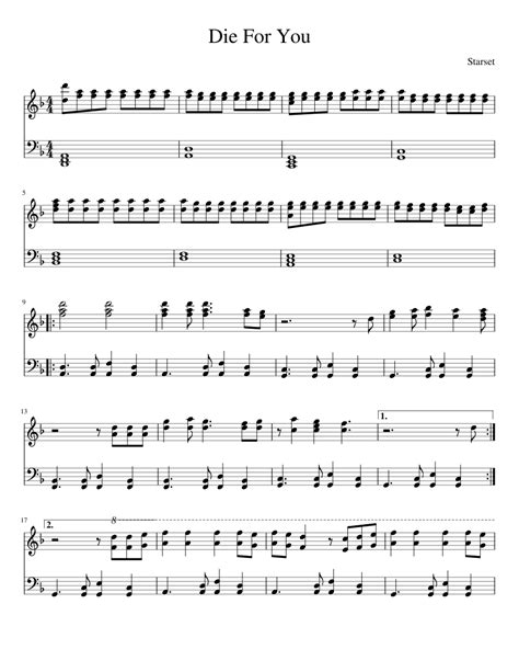 Die For You Edit Sheet music for Piano | Download free in PDF or MIDI ...