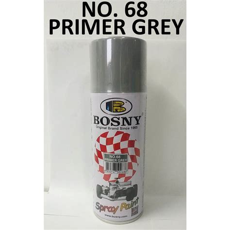 BOSNY SPRAY PAINT NO. 68 PRIMER GREY GRAY ( 300 GRAMS PER CAN ) QUICK DRYING LACQUER SPRAY ...