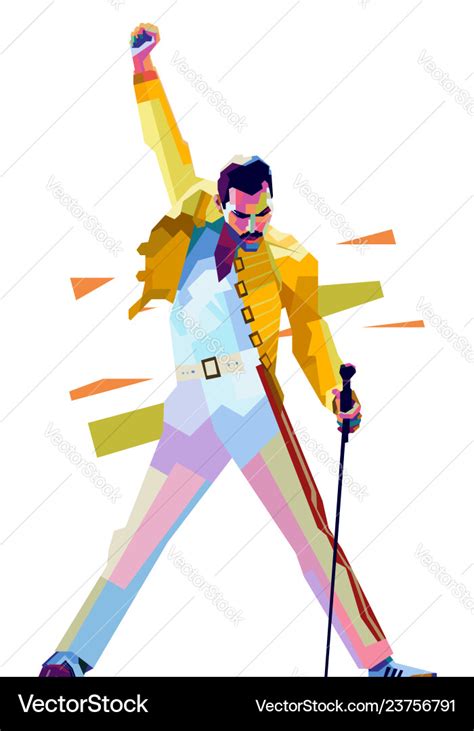 Freddie mercury iconic pose Royalty Free Vector Image