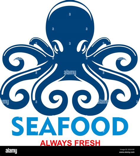 Giant pacific reef octopus icon for seafood badge template for restaurant or cafe menu design ...