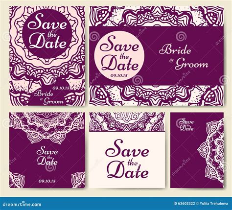 Set of Wedding Invitations. Wedding Cards Template with Individual Concept Stock Vector ...