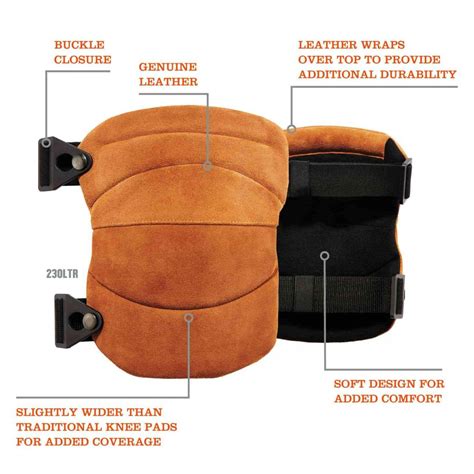 Leather Knee Pads - Wide Soft Cap | Ergodyne