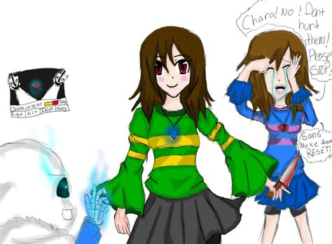 Chara vs Sans and crying Frisk by southparkcraigXtweek on DeviantArt