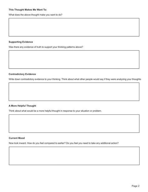 Cognitive Restructuring Worksheet Editable Fillable Printable PDF