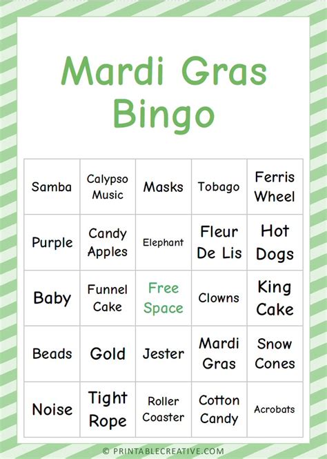 Free Printable Mardi Gras Bingo | Fun Activities for Kids