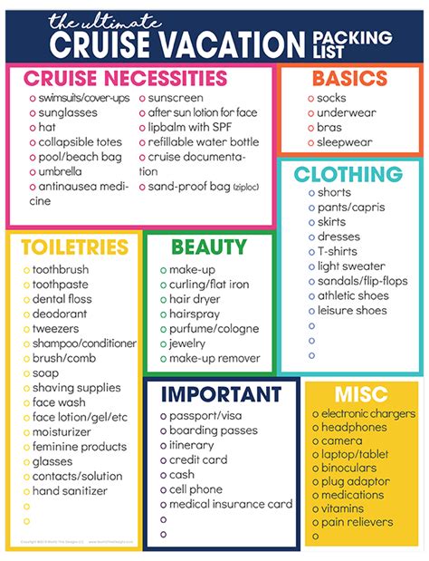 Printable Cruise Checklist