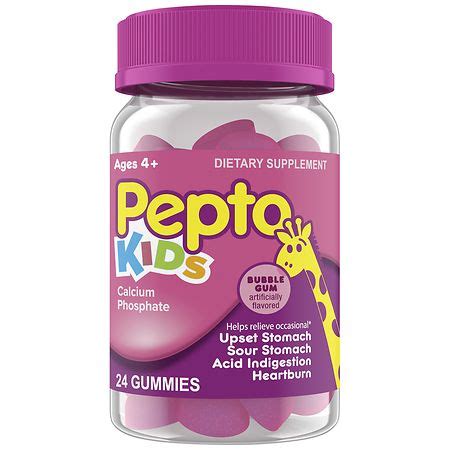 Pepto-Bismol Kids Gummies, Helps Relieve Upset and Sour Stomach, Acid Indigestion Bubble Gum ...