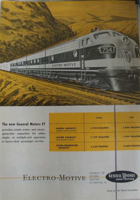 Electro Motive F7 diesel locomotive ad