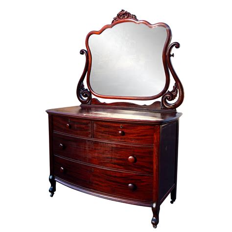 Antique Victorian Carved Mahogany Princess Mirrored Dresser - Scranton Antiques