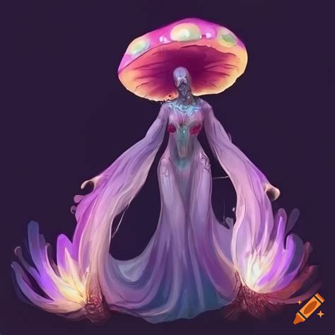 Full body concept art for a nacre colored mushroom humanoid monster ...