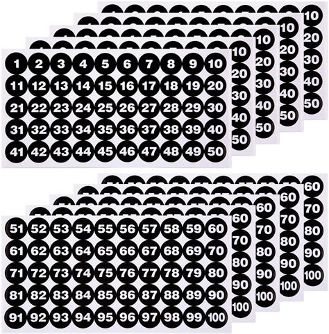 Buy LUTER 10 Sheets Number Stickers 5 Sets of 1-100 Vinyl Number ...