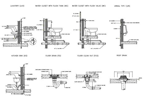 Sanitary With Plumbing Connection Section Cad Drawing Dwg File Cadbull ...