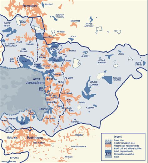 Map of Jewish & Arab Neighborhoods in East Jerusalem