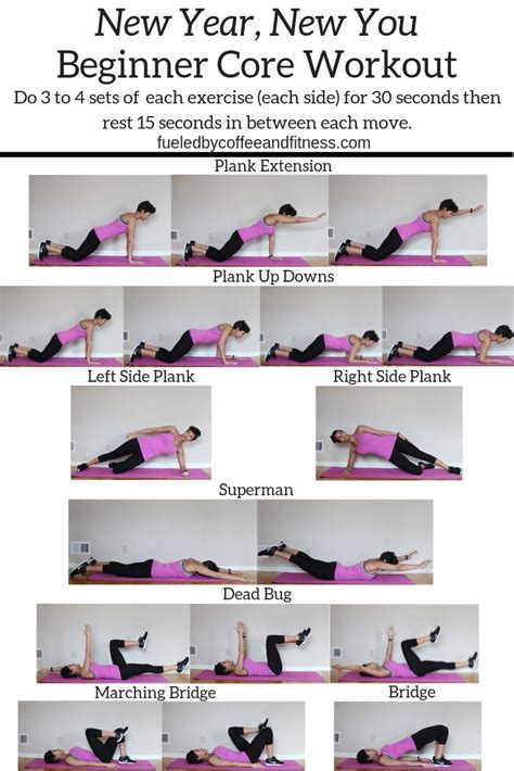 New Year, New You Core Workout. This beginner Core workout can be done at home, at the gym, or ...