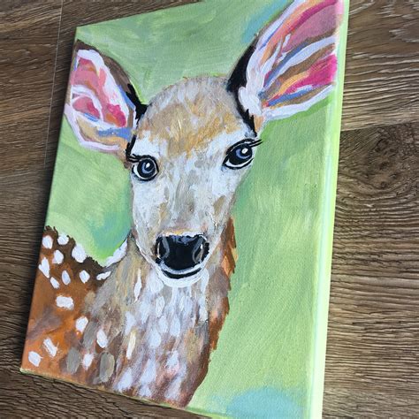 Deer Painting Abstract Original Painting on 8x10x1 on | Etsy