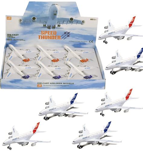 Buy 6 Pack: Diecast Commercial Airplane Toys, 7.2" Big Model Airliners ...