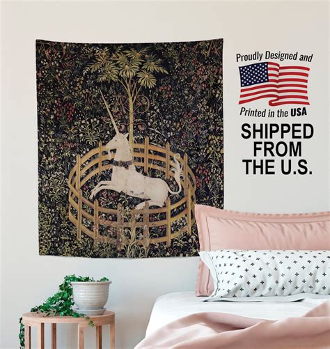 Medieval Unicorn Tapestry the Unicorn in Captivity printed - Etsy