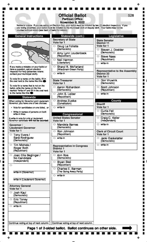 Sample Ballot for November 8, 2022 Election – Town of Milton