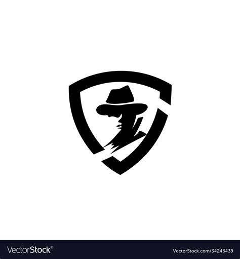 Hacker icon spy agent security shield logo Vector Image