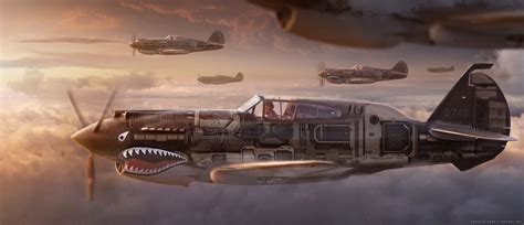 Dieselpunk fighter planes Matte Painting, Vintage Aircraft, Fighter Planes, Sci Fi Art ...