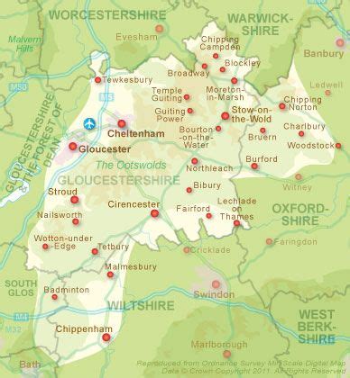 Map Of The Cotswolds England - Tony Aigneis