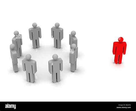 digital render of a red figure standing outside a circle of other Stock Photo: 27092678 - Alamy