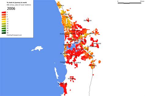 Spatial changes in Perth journey to work 2006-2011 | Charting Transport