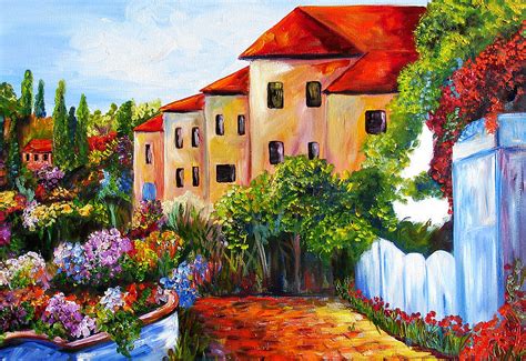 Tuscany Village Painting by Mary Jo Zorad