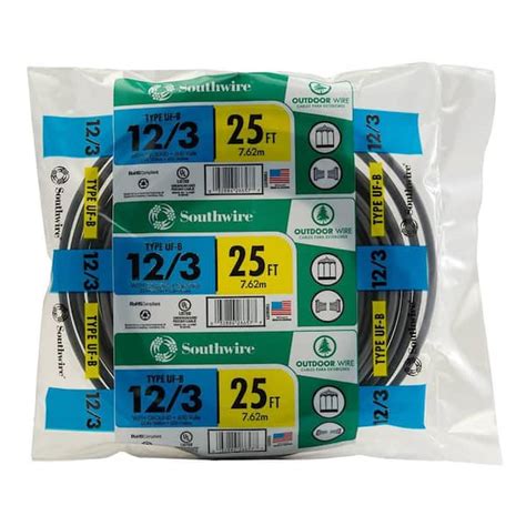 Southwire 25 ft. 12/3 Gray Solid CU UF-B W/G Wire 13058321 - The Home Depot