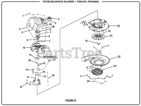 Ryobi RY 08420 A (090156008) - Ryobi Backpack Blower Engine Cover Parts ...