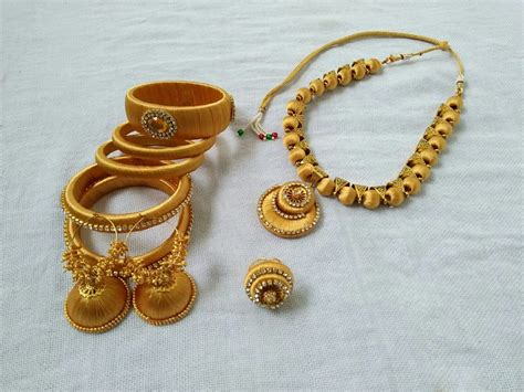 Silk thread jewellery set, more attractions than real gold | Gold jewelry necklace, Handmade ...