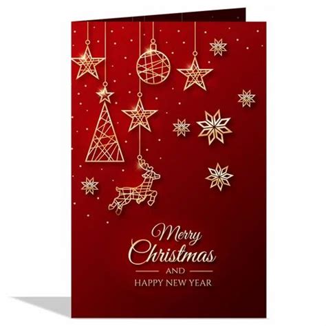 Merry Christmas Happy New Year Greeting Card, Size: 15 X 10 cm (l X B ...